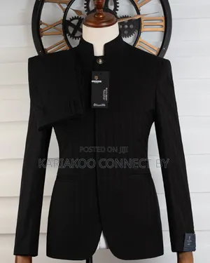 ​Royal Black Mandarin Executive Two-Piece Suit