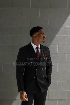 Premium Luxury Black Double-Breasted Suit