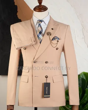 Premium Luxury Beige Double-Breasted Suit