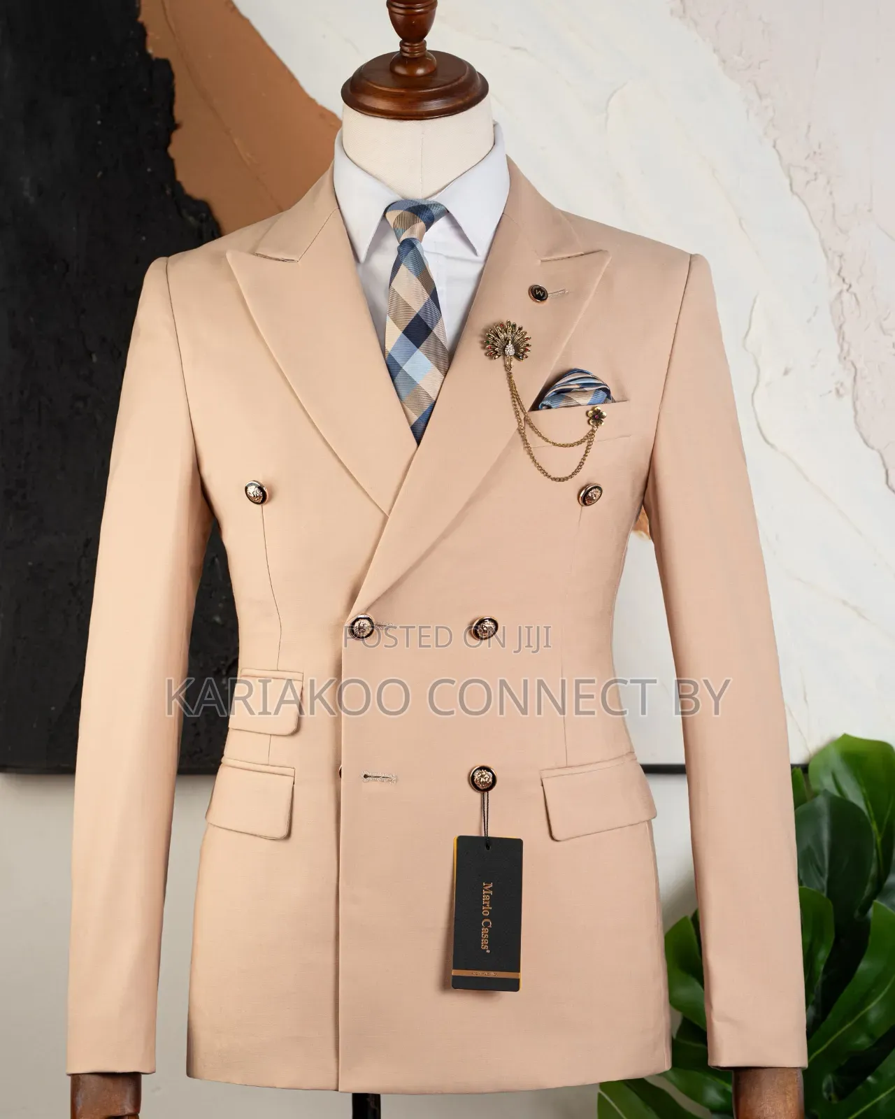 Premium Luxury Beige Double-Breasted Suit