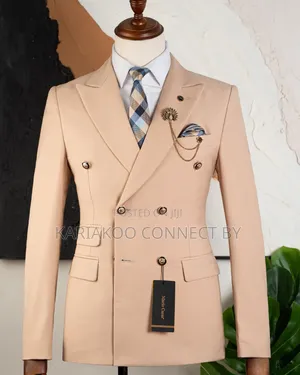 Premium Luxury Beige Double-Breasted Suit
