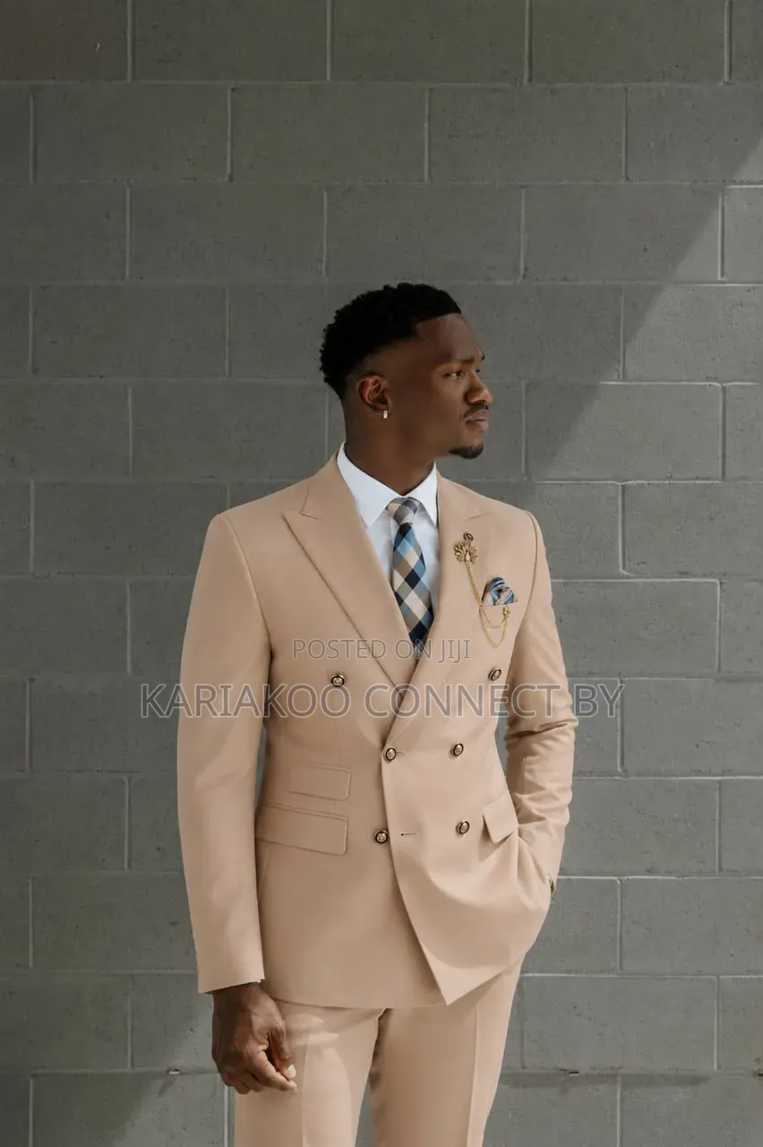 Premium Luxury Beige Double-Breasted Suit