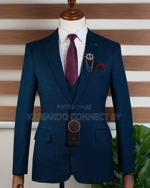 Premium Teal Blue 3-Piece Suit