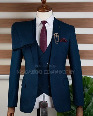 Premium Teal Blue 3-Piece Suit