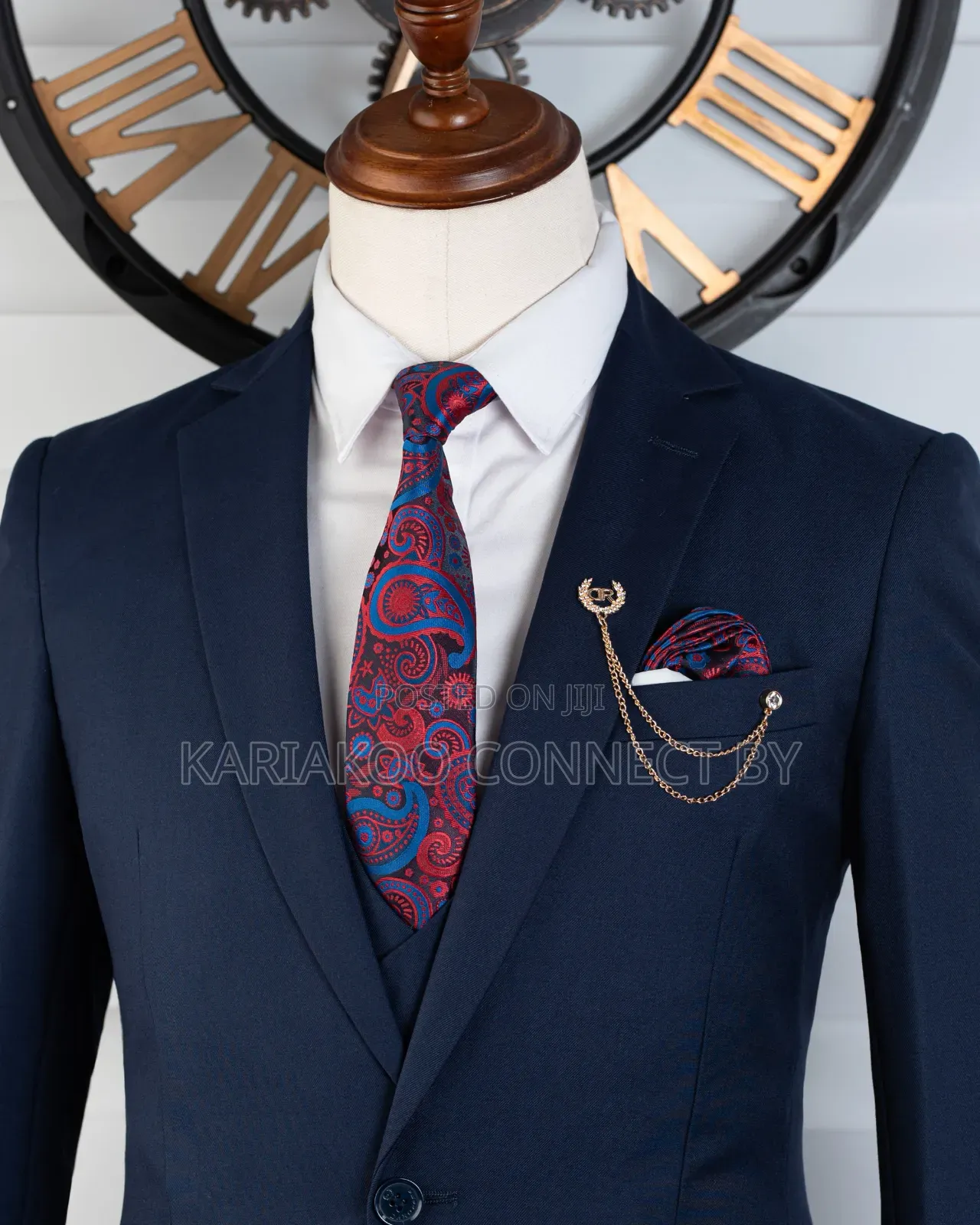Premium Navy Blue 3-Piece Suit