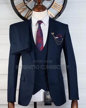 Premium Navy Blue 3-Piece Suit
