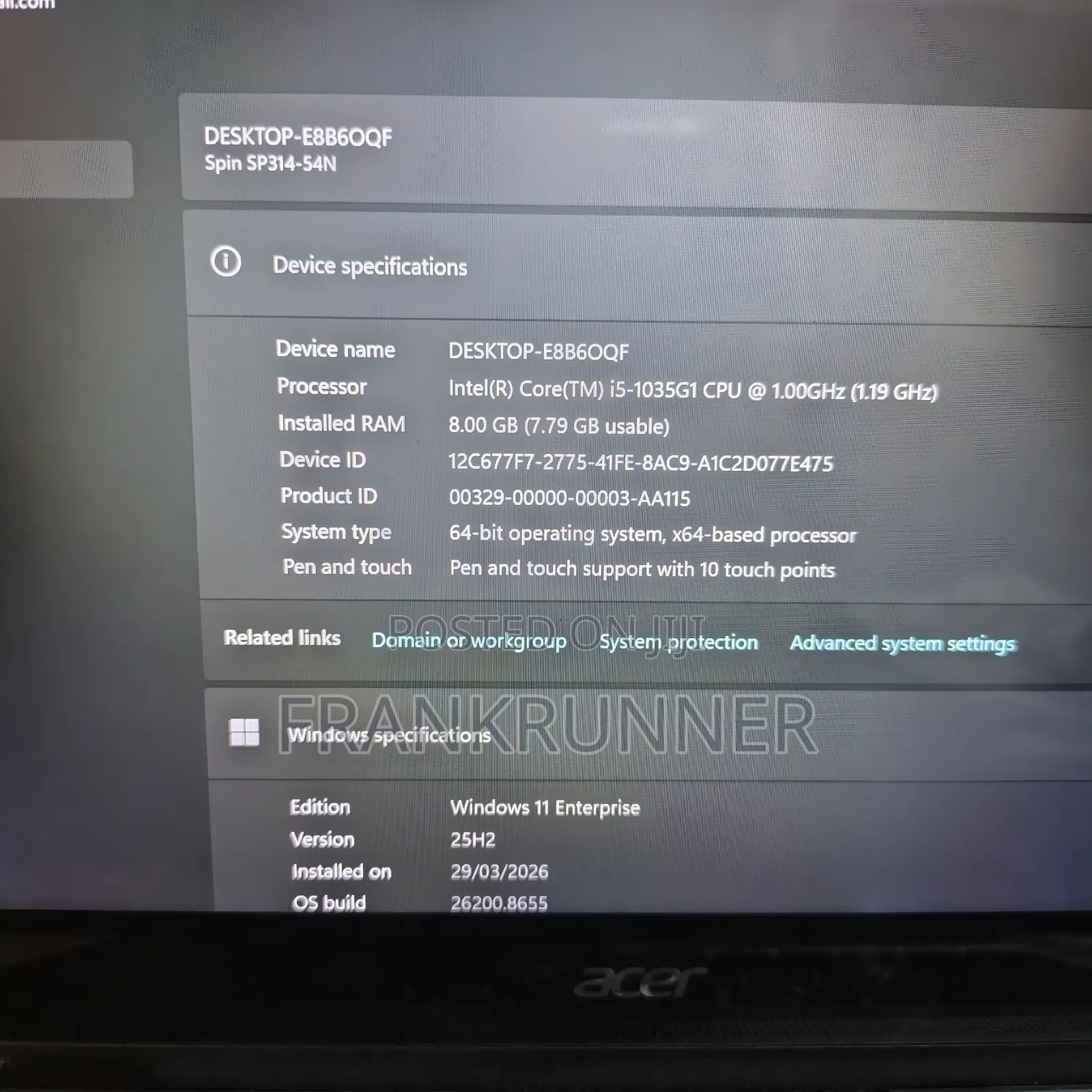 Laptop Acer Spin 3 8GB Intel Core i5 SSD 256GB