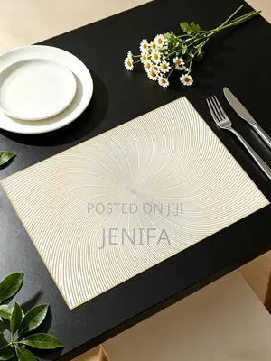 Table Mat White Gold, White Silver Color 6pcs