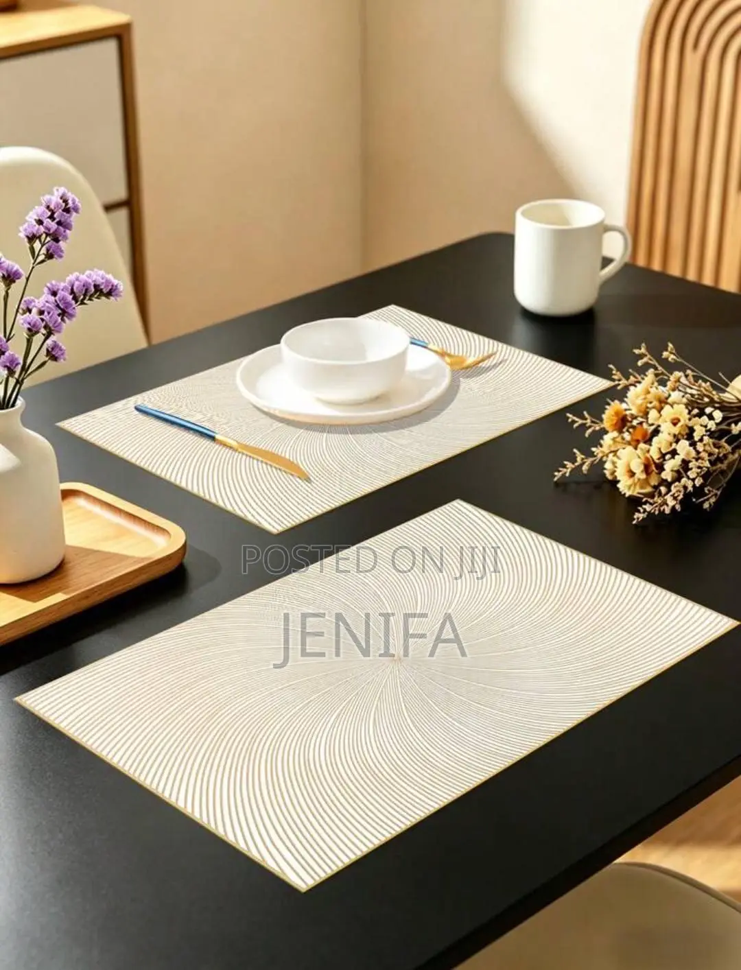 Table Mat White Gold, White Silver Color 6pcs