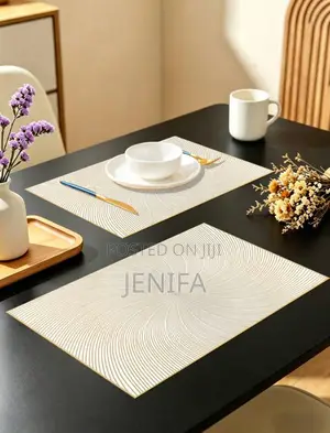 Table Mat White Gold, White Silver Color 6pcs