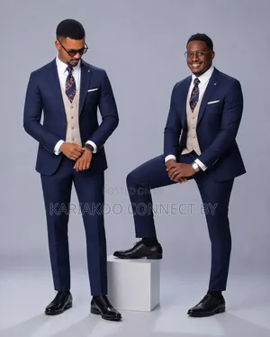 The Executive Navy Blue Beige 3-Piece Suit