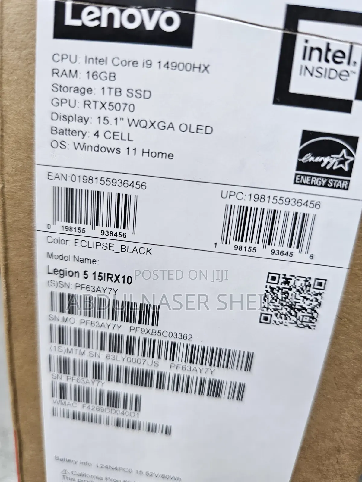 New Laptop Lenovo Legion 5 16GB Intel Core i9 SSD 1T