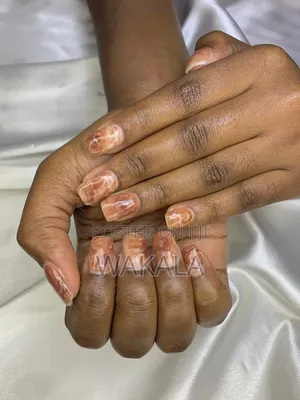 Hard Gel Nails - Brown Marble Tortoise Shell | Medium Square