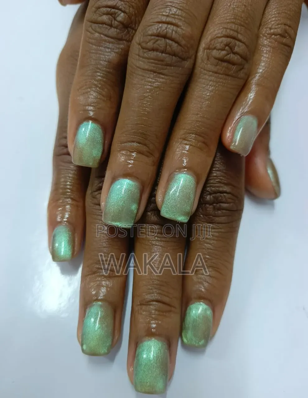 Hard Gel Stiletto Nails - Purple Cat Eye 9d Magnet