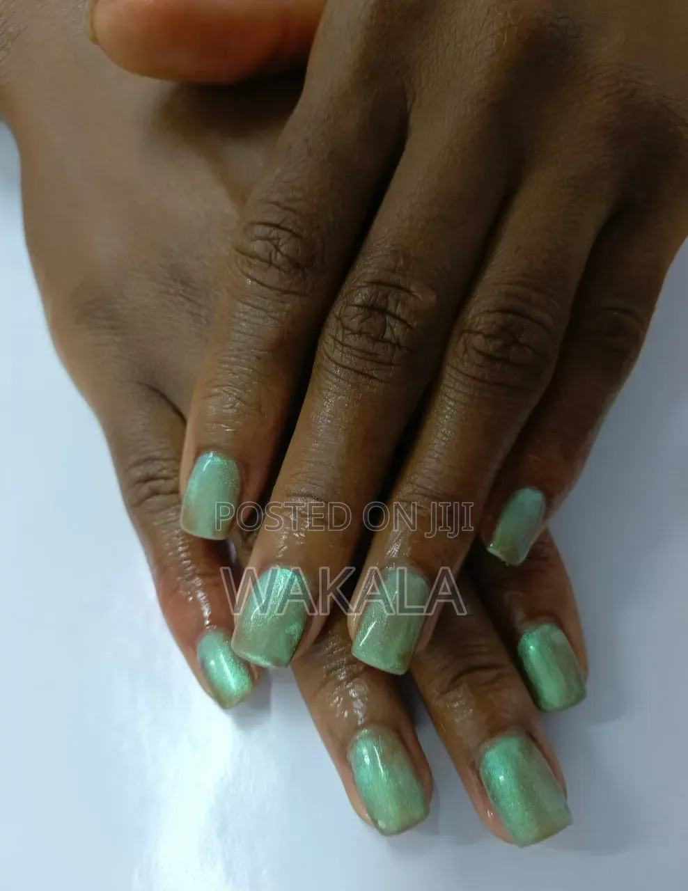 Hard Gel Stiletto Nails - Purple Cat Eye 9d Magnet