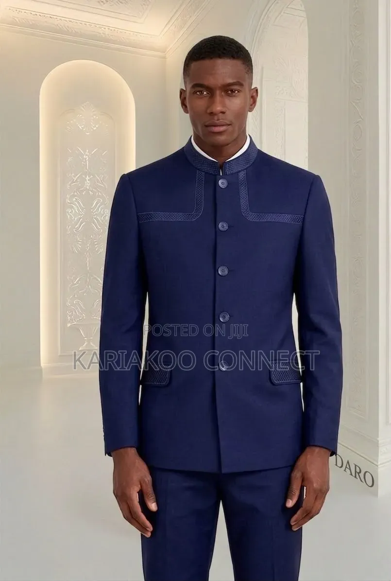 Classic Dark Blue Corduroy Suit
