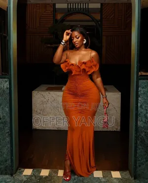 Pleated Ruffle Gown Dress