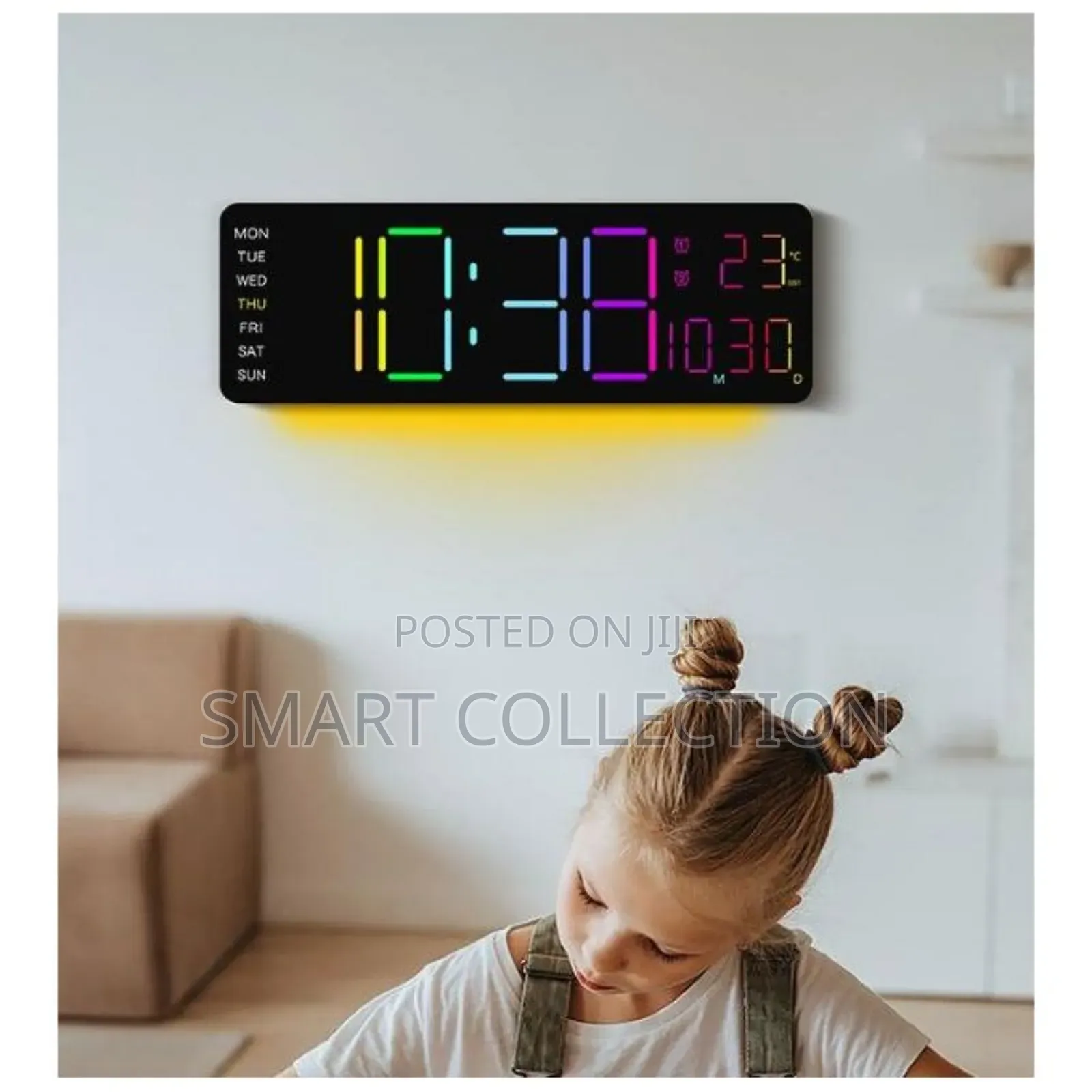 Light Wall Clock Digital Display With Remote Control Temperature Date