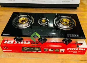 Nikai Gas Cooker 3 Plates Glass Top Jiko La Gesi La Nikai Pleti 3