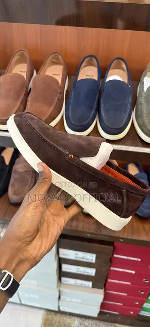 Santoni Coffee Suede Loafer