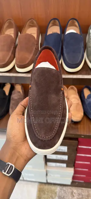 Santoni Coffee Suede Loafer