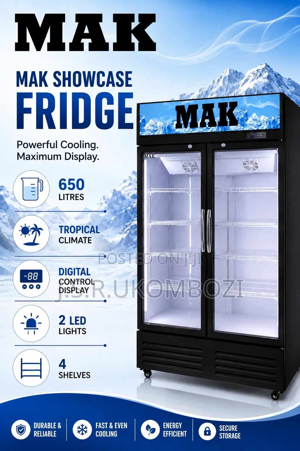 Mak Showcase 650ltrs Double Door