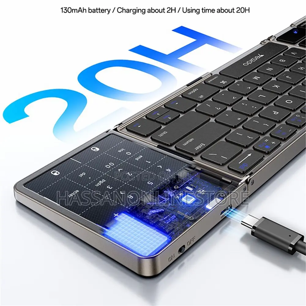 Yesido Kb49 Tri-Fold Wireless Bluetooth-Compatible Keyboard