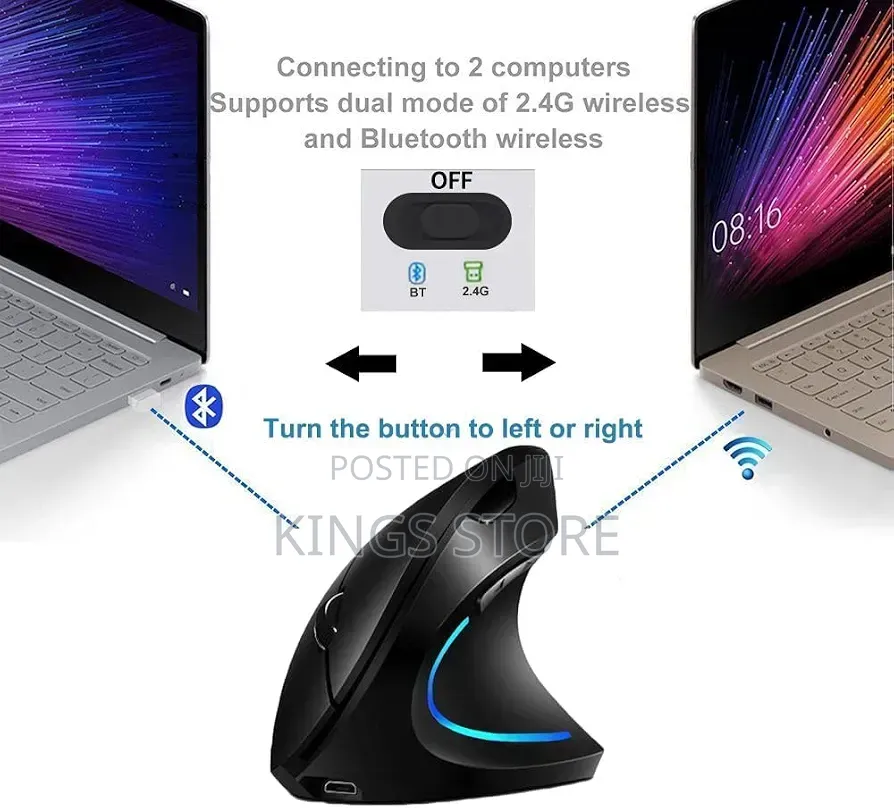 Hp Ergonomic Mouse, 2.4g Bluetooth Dual Mode Wireless Mouse