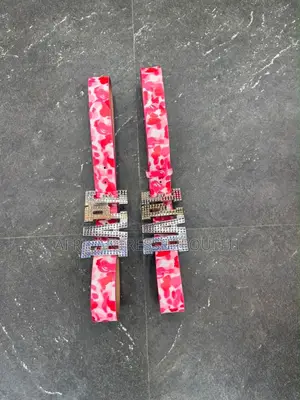 A Bathing Bape Belts With Rhinestone Encrusted Bape Logo Buckle
