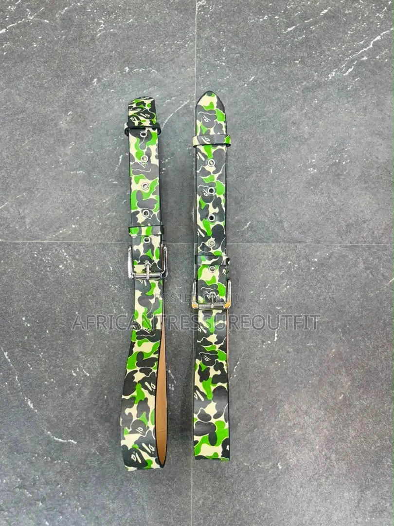 A Bathing Bape Belts With Rhinestone Encrusted Bape Logo Buckle
