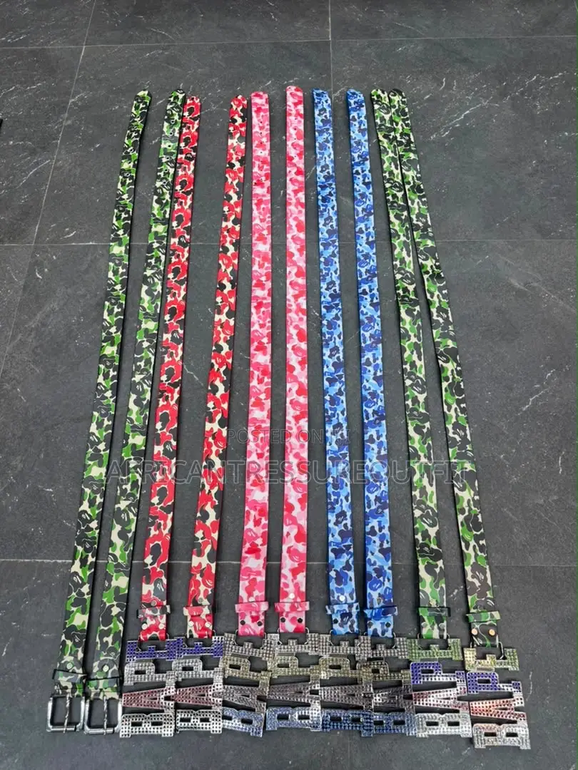 A Bathing Bape Belts With Rhinestone Encrusted Bape Logo Buckle