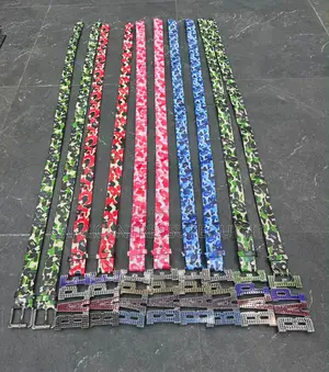 A Bathing Bape Belts With Rhinestone Encrusted Bape Logo Buckle