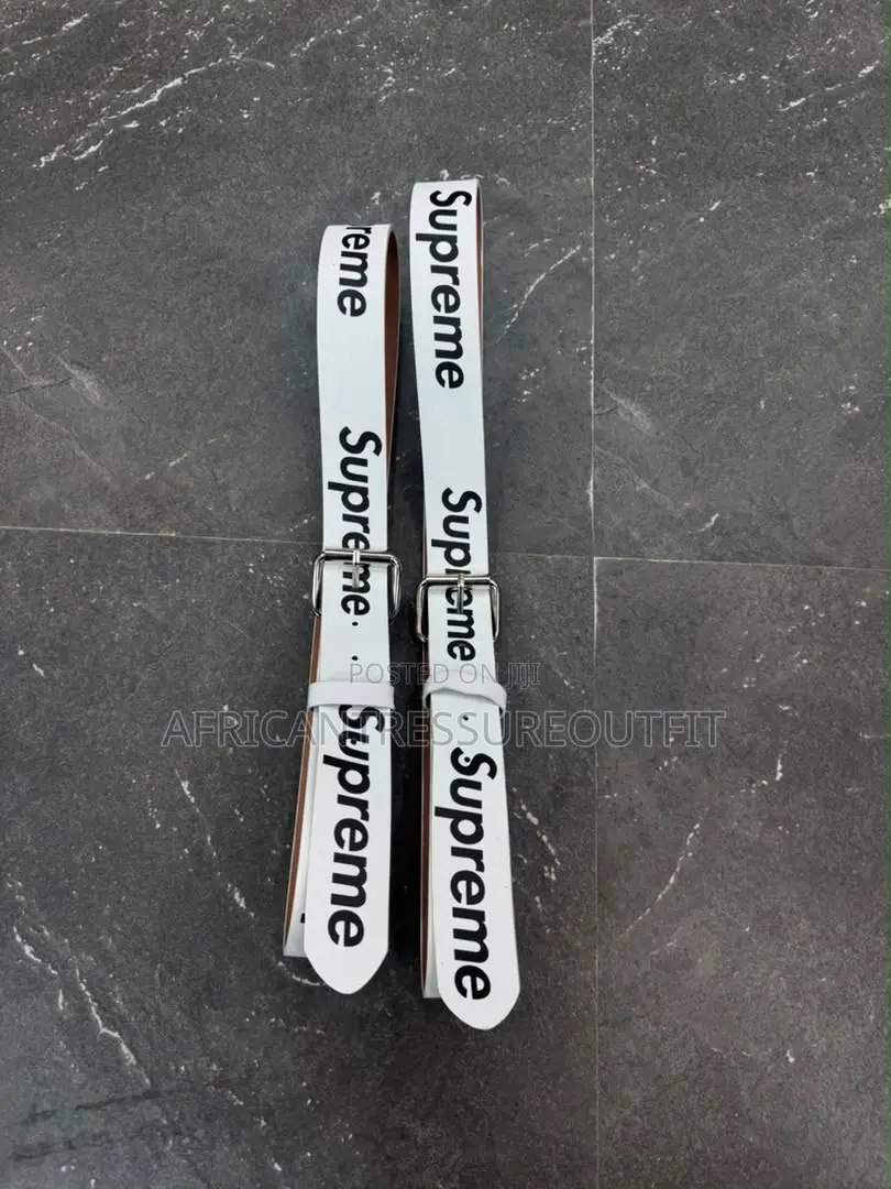 Supreme Branded Belts Crafted With Metallic Buckle Closure