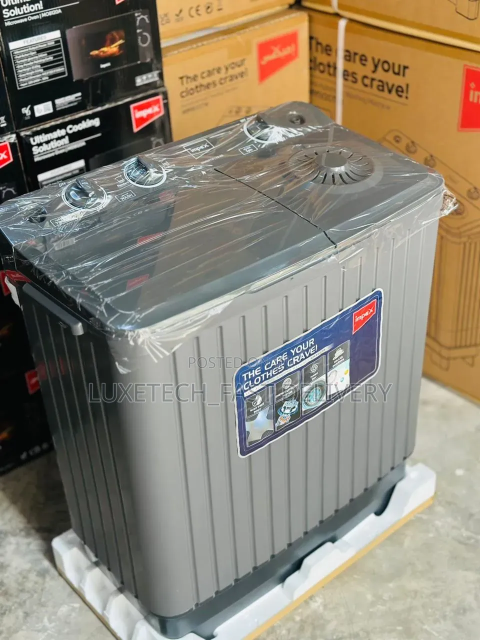 Impex 7kg Manual Twin-Tub Washing Machine With a Grey Colour