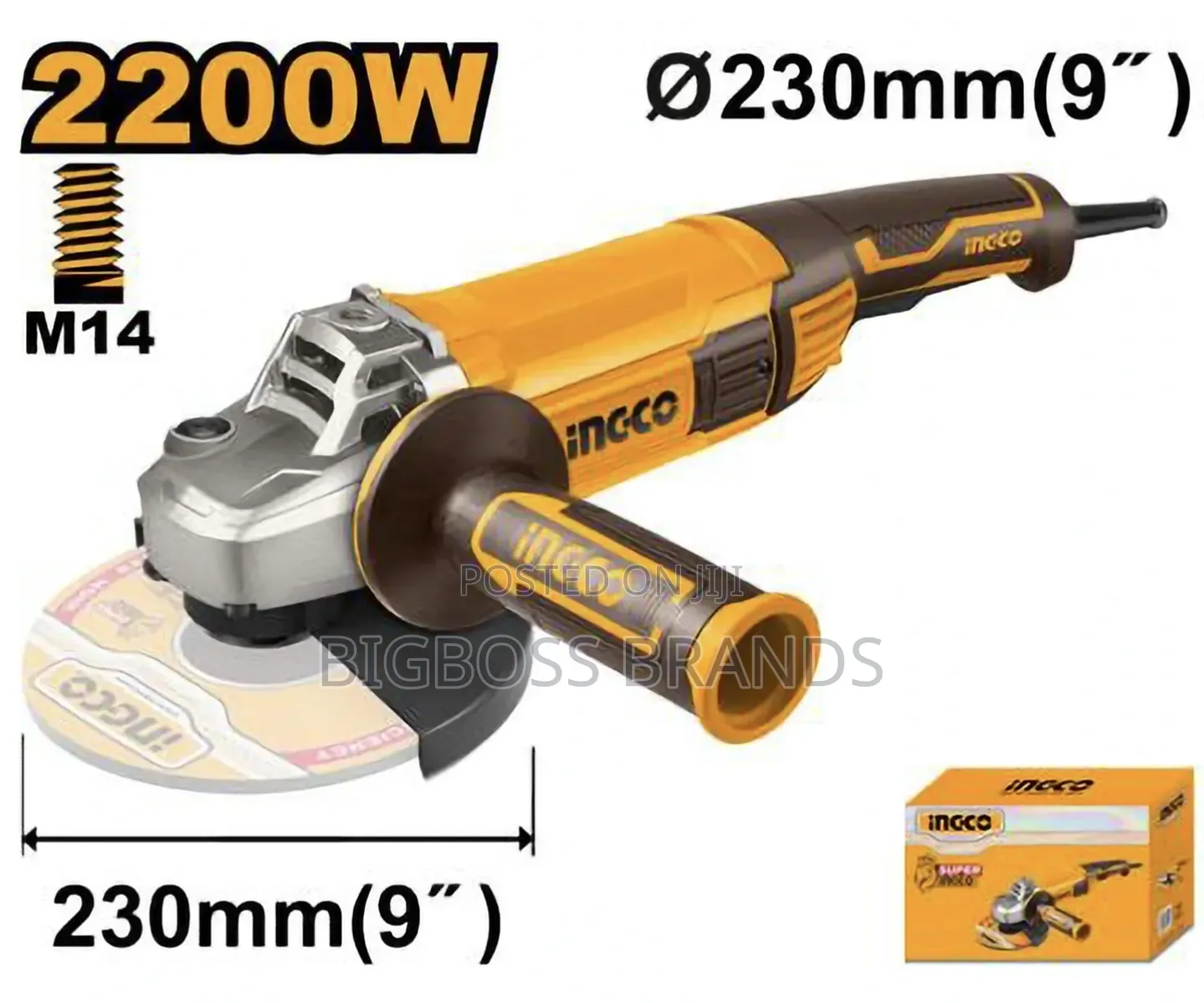 Ingco Angle Grinder Ag220018 2200w Motor Designed to Use 230mm