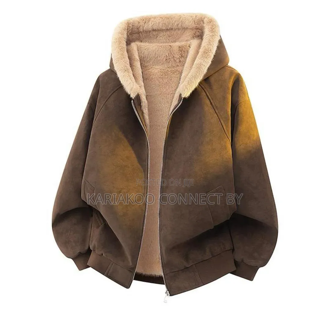 ​ Smart Warm! Jaketi Za Kisasa Za Suede Zenye Kofia Na Manyoya