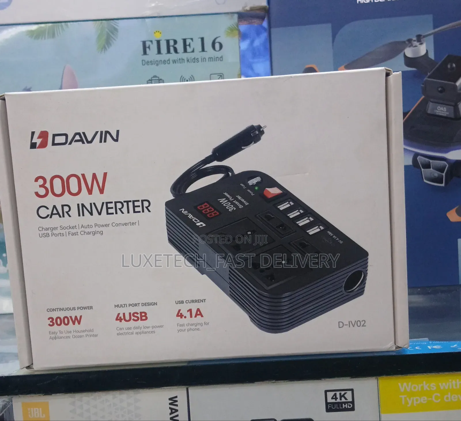 Davin 300w Car Power Inverter 12v Dc To 220v Ac With 4 Sockets And Usb