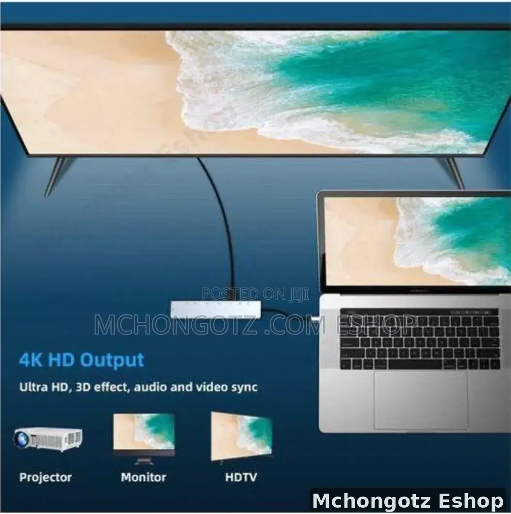 Type C 8 in 1 Usb-C Hub Adapter Hdmi, 2 Usb, Rj45, Pd