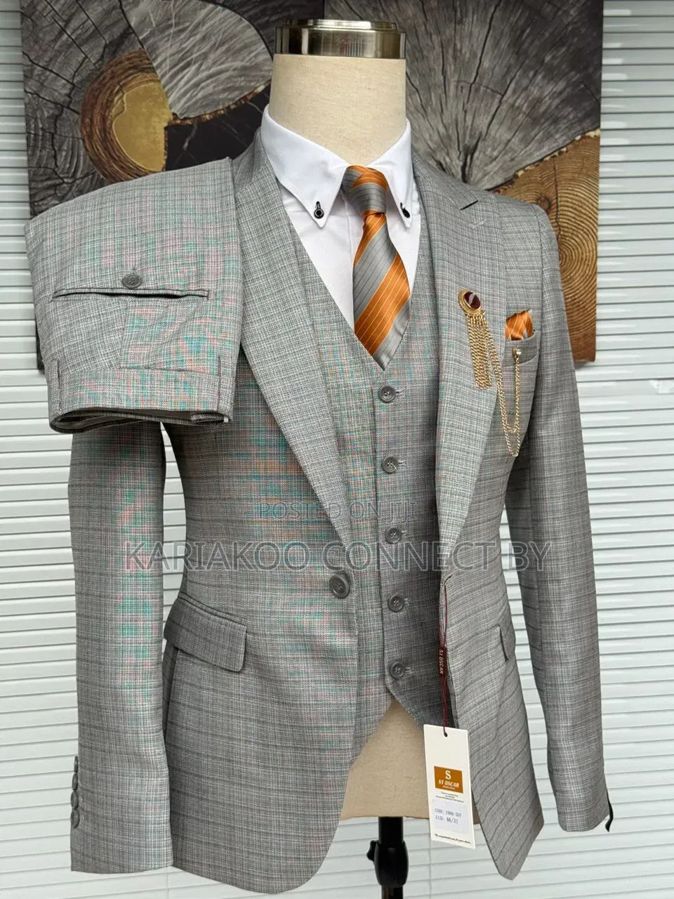 Premium Light Grey Textured 3-Piece Suit