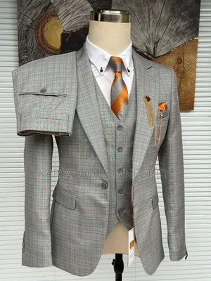 Premium Light Grey Textured 3-Piece Suit