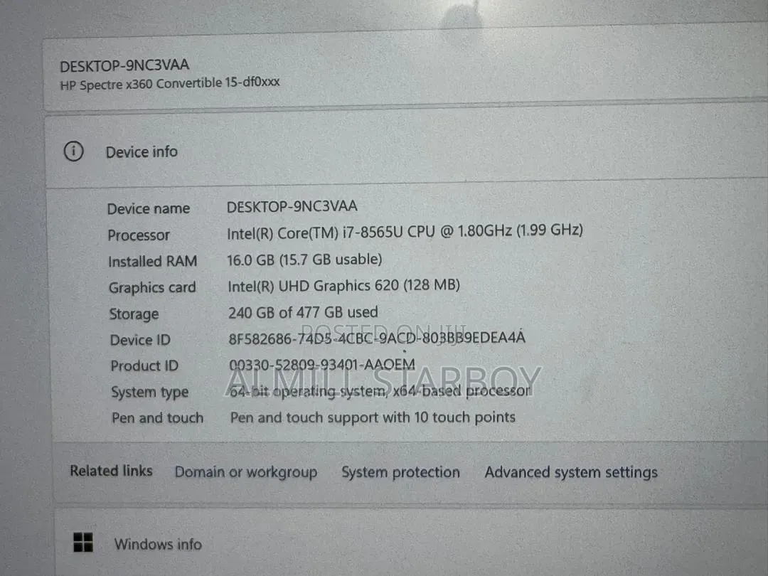 Laptop HP Spectre X360 15 16GB Intel Core i7 SSD 512GB