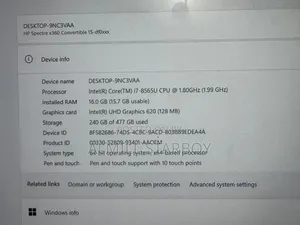 Laptop HP Spectre X360 15 16GB Intel Core i7 SSD 512GB