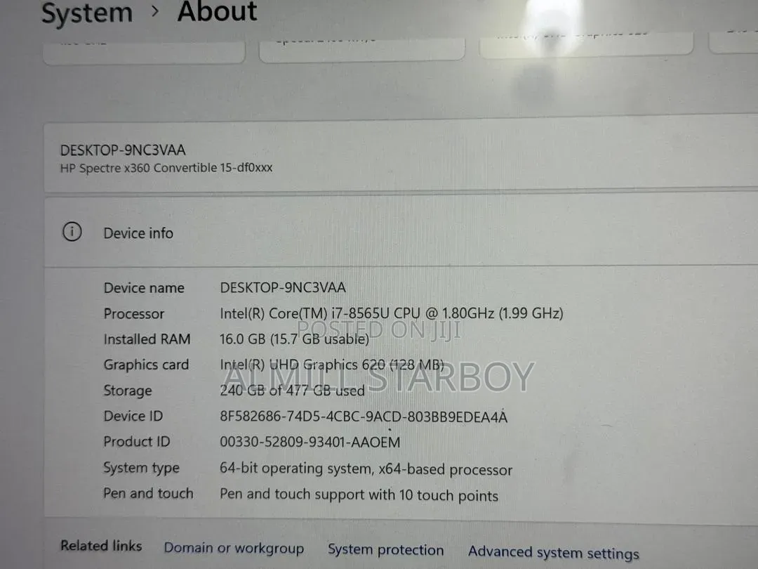 Laptop HP Spectre X360 15 16GB Intel Core i7 SSD 512GB