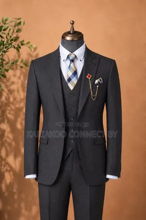 Premium Charcoal Grey 3-Piece Suit