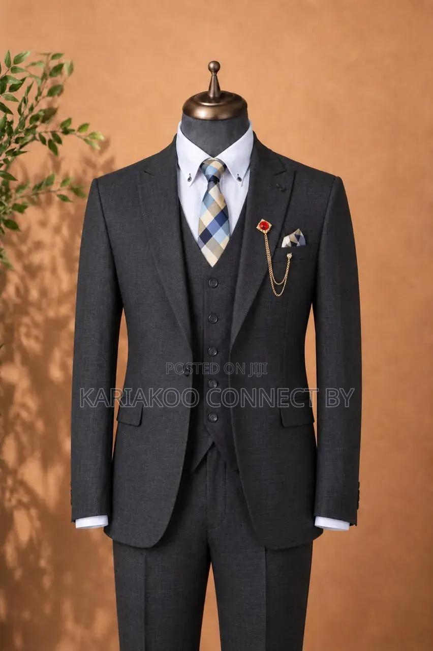 Premium Charcoal Grey 3-Piece Suit