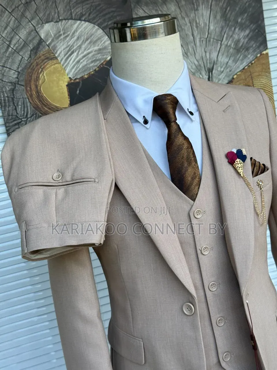 Premium Beige 3-Piece Luxury Suit