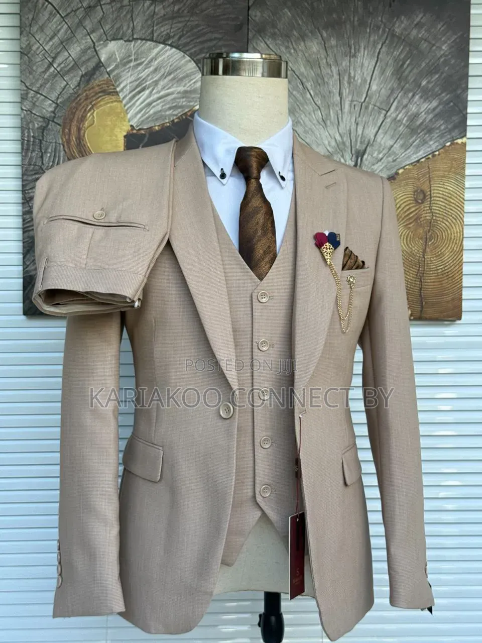 Premium Beige 3-Piece Luxury Suit