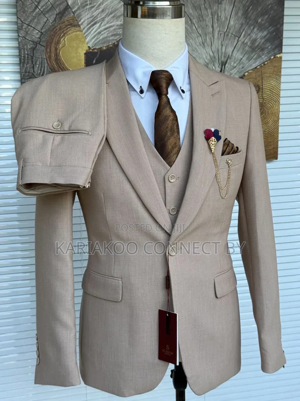 Premium Beige 3-Piece Luxury Suit
