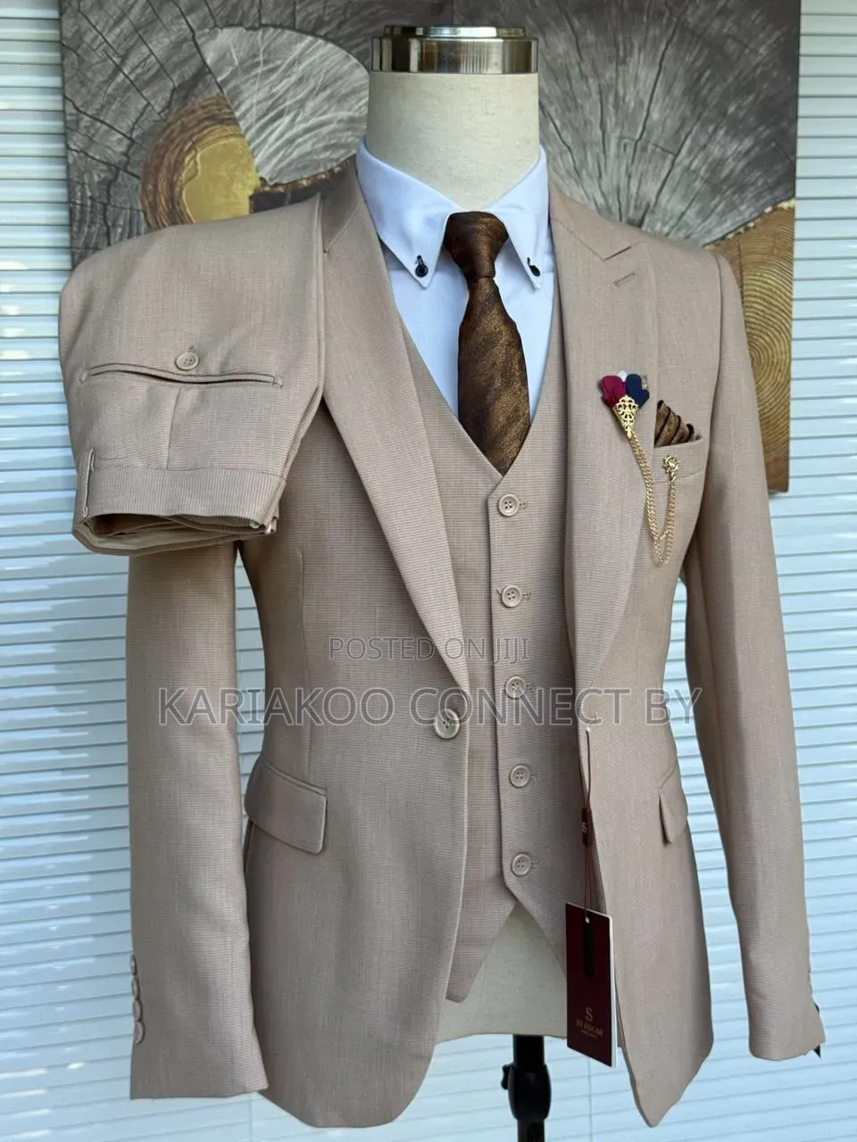 Premium Beige 3-Piece Luxury Suit