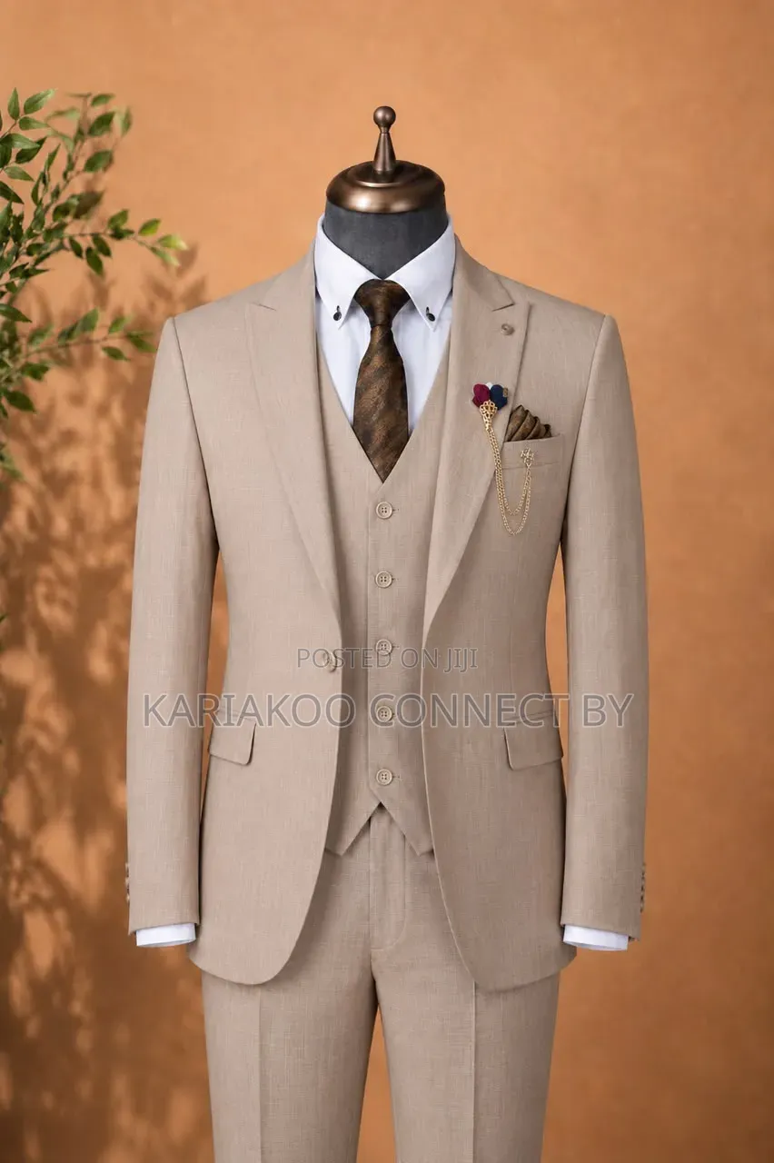 Premium Beige 3-Piece Luxury Suit